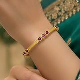 Gold Plated Premium Fashion Ruby Stone Bangle