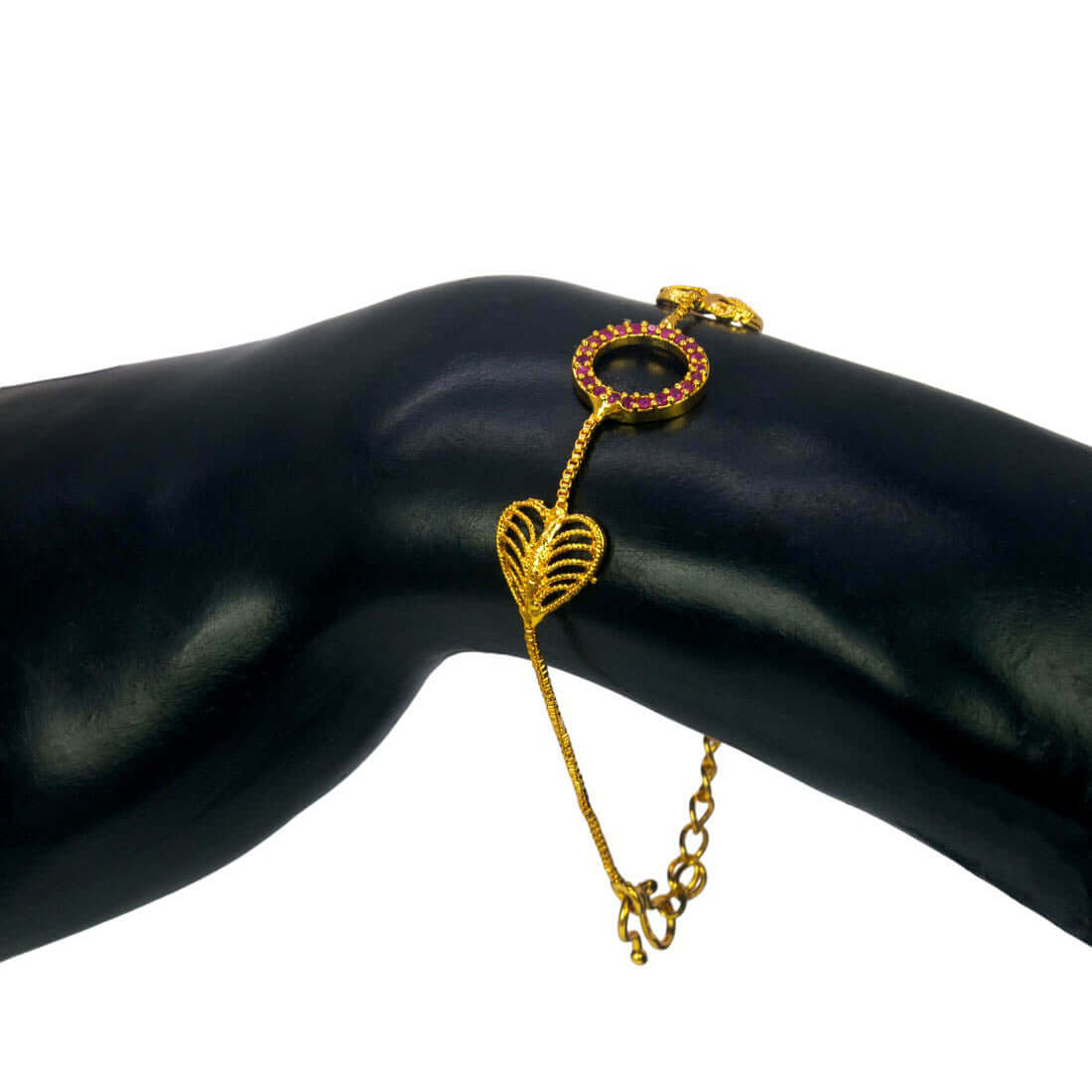 Ruby Stone Heart Love Bracelet