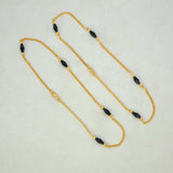 Gold Plated Black Crystal Beaded Anklet