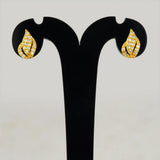 Gold Plated Leaf Model Stone Stud-AD