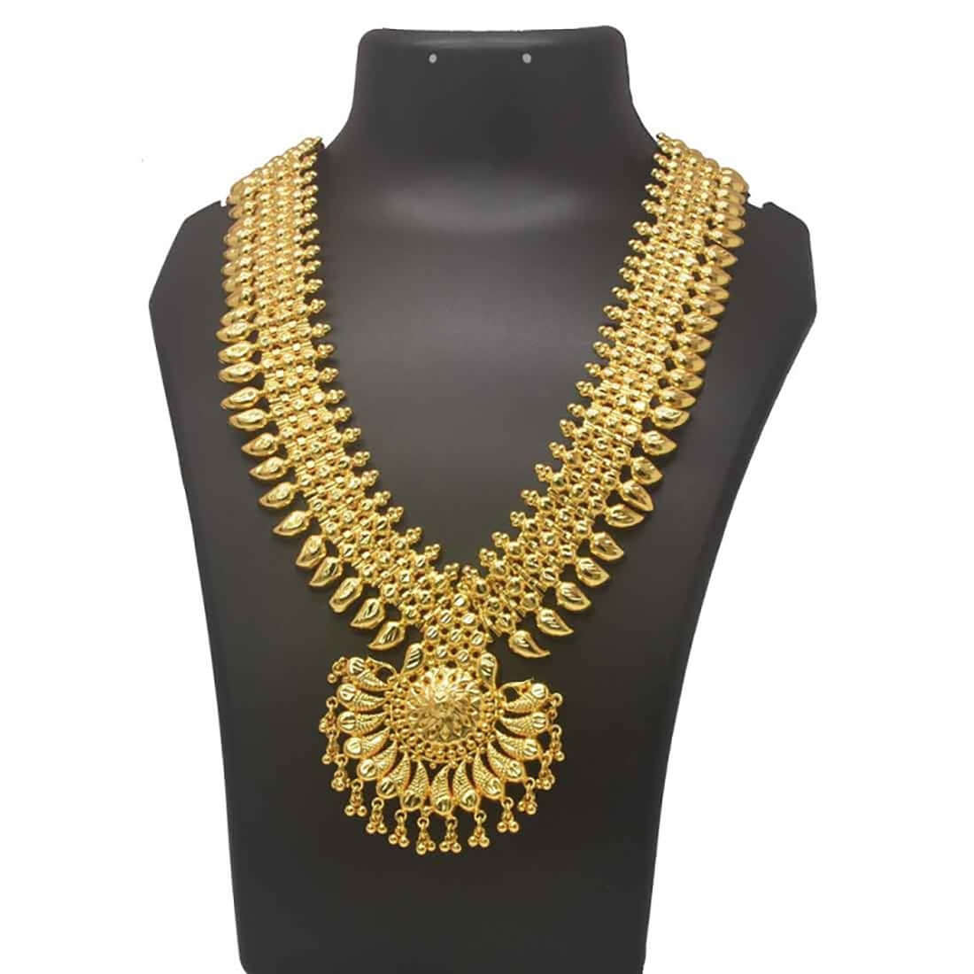 Gold Plated Mango Bridal Broad Long Chain with Pendant