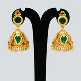 Small Premium Gold Plated Ruby Green Mango Jhumka