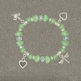 GreenCrystalBeadedSilverCharmsBracelet