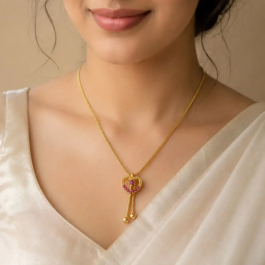 Heart Design Stone Pendant Simple Necklace