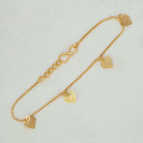 Delicate Golden Hanging Filigree Hearts Bracelet