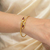 Kerala-Traditional-Gold-Plated-Open-Nagapadam-Bracelet_Red