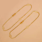 Delicate Gold Plated Star Box Chain Anklets featuring star charms in bright gold finish.