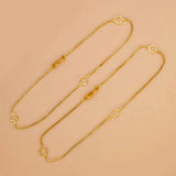 Delicate Gold Plated Star Box Chain Anklets featuring star charms in bright gold finish.