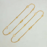 Gold Plated Box Chain Textured Beads Heart Anklets