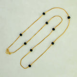 Elegant Black Crystal Gold Plated Box Chain - 18 Inch - K Supreme