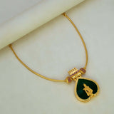 Ethnic Gold Plated Ruby Green Heart Krishana Pendant Necklace