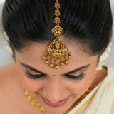 Ethnic Antique Lakshmi Peacock Kemp Maang Tikka - Multi Colour