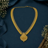 Gold-Plated AD Stone Lakshmi Kasu Haram Necklace