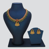 Antique Gold Plated Kemp Stone Mango Necklace Set - Multi