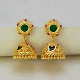 Small Gold-Plated Ruby Stone Mango Jhumka Earrings