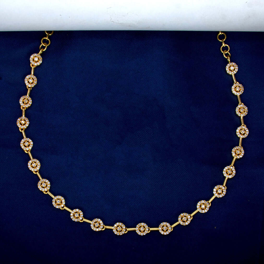Marvelous Gold Plated Round Stone Necklace showcasing a stunning design with round ruby/CZ stones.