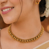 Antique Gold Beaded Elakkathali Necklace Set