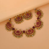 Matte-Finish-Chandbali-Red-Kemp-Necklace