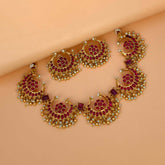 Matte-Finish-Chandbali-Red-Kemp-Necklace