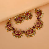 Matte-Finish-Chandbali-Red-Kemp-Necklace