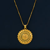 Matte Gold Plated Simple Round Floral Pendant