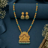 Antique Temple Gajalakshmi Pendant Necklace Set - Multi