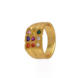 Men's Gold-plated Navaratna Finger Ring