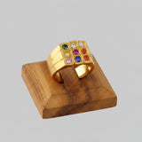 Men's Gold-plated Navaratna Finger Ring