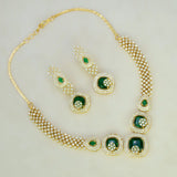 Party Wear Gold Plated CZ Stone Necklace Set