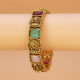 Antique Gold Plated Lakshmi Sufi Pastel Stone Bangle