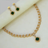 Alluring Gold Plated Peacock Cubic Zirconia Necklace Set