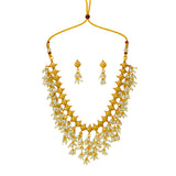 Exquisite Gold Plated Pearl Hanging Choker Necklace Set