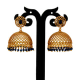 Premium Matte Dome Crystal Drop Jhumka Earrings