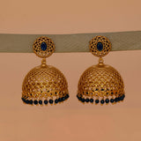 Premium Matte Dome Crystal Drop Jhumka Earrings