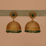 Premium Matte Dome Crystal Drop Jhumka Earrings