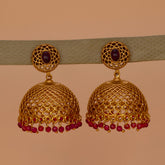 Premium Matte Dome Crystal Drop Jhumka Earrings