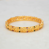 Gold-Plated Ruby and Emerald Stone Lakshmi Bangle