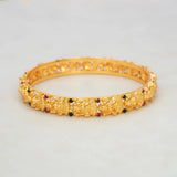 Gold-Plated Ruby and Emerald Stone Lakshmi Bangle