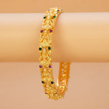Gold-Plated Ruby and Emerald Stone Lakshmi Bangle