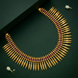 Gold Plated Jasmine Bud Ruby Stone Necklace