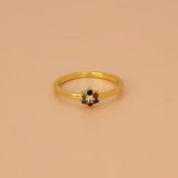 Saptaratna Floral Stone Gold Plated Ring