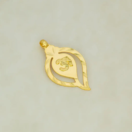 Elegant Gold Plated Om Thali Conch Shell Designer Pendant