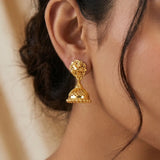 Simple Gold Foamed Jhumka Earrings