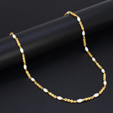Simple Gold Plated Twisted Chain Pearl Mala