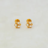 Simple Stone Flower Studs for Second Lobe, Nose & Kids