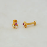 Simple Stone Flower Studs for Second Lobe, Nose & Kids