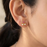 Simple Stone Flower Studs for Second Lobe, Nose & Kids