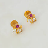 Simple Stone Flower Studs for Second Lobe, Nose & Kids