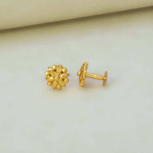 Small Gold-Plated Floral Round Ear Studs