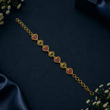 Simple Gold Plated Stone Bracelet-Ruby